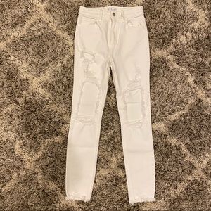 Cello high rise distressed white jeans